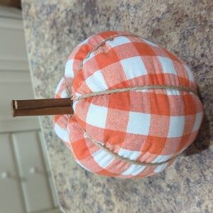 SET OF 3 NEW Orange Plaid Pumpkins